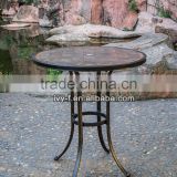 Outdoor garden furniture round ceremic tile top with aluminum frame table set with umbrella hole bar outdoor table (in Foshan)