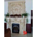 Flower Carving Stone Double Deck Fireplace thumbnail-1