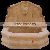 Yellow Marble Outdoor Wall Fountain Waterfalls With Lion Head thumbnail-1