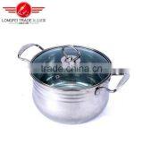 Hot Selling 3pcs Stainless Steel Pot / Soup Pot Kitchen Cookware With Glass Lid thumbnail-2