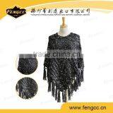 Peru Mixed Color Tassel Knitted Cape Ponchos for Women thumbnail-1