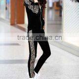 ZIPPER YOGA RUNNING Sweat BLACK Sport Suit , Women Leopard Print Velvet Sport Tracksuit Wholesale thumbnail-5