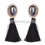 Bohemian Jewelry Rhinestone Gems With Long Colorful Tassel Charms Earrings for Women thumbnail-5