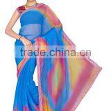 Spray Printed Designer Styles Saree With Blouse & Lace Border thumbnail-1