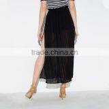 HAODUOYI Women Slit Side Chiffon Maxi Casual Skirt thumbnail-3