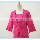 Linen Fabric Floral Embroidery Monogram Scallop Church Suits For Lady thumbnail-5