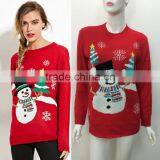 Stock Women Christmas Longline Crewneck Red Knitwear Sweatshirt Knitted Top Long Sleeve Wholesale Bulk thumbnail-4