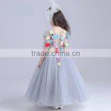 2017 Fancy Sheer Embroidery Gauze Short Sleeve Long Frocks Cotton Lining Dress thumbnail-2