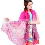 Fashion Women Chiffon Scarf Floral Print Drive Travel Shawl Beach Style Slik Wrap Pashmina thumbnail-2