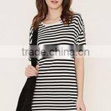 Contracted Stripe Straight Dress With Short Sleeves thumbnail-1