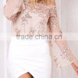 Runwaylover 116 New Design 2017 Ladies Sexy Off-Shoulder Sequins Embroidery Bodysuits thumbnail-4