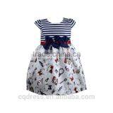 Bow Belt Cartoon Stripe Dopt Bubble Kids Dress thumbnail-1