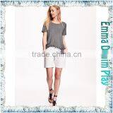 Hot Grey Stretch Soft Fabric Loose Fitness Womens Big Wide Neck Short Sleeve T-Shirts thumbnail-1