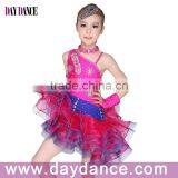 Girls Kids Latin Dance Costumes Red Stage Dance Wear For Child thumbnail-1