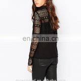 100% Polyester Lace Mock Neck Blouse for Ladies thumbnail-3