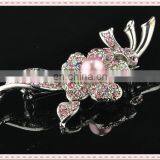 Metal Long Needle Pin Brooch With Pearl and Acrylic Glass for Evening Dress thumbnail-1