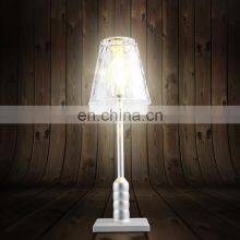 Luxury Modern Style LED Dimmable Cordless Glass Shade Table Lamps Rechargeable Aluminum Desk Lamp