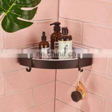 Black corner tier basket shelf with hooks Stainless steel shower organizer storage plastic caddy home bathroom accessories