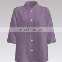 Mystic Purple Color Plain Yarn-dyed Crepe Fabric For Fashion Dress thumbnail-2