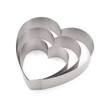 3Pcs Different Size 3d Diy Mousse Fondant Baking Custom Heart Shape Stainless Steel Cake Mould thumbnail-2