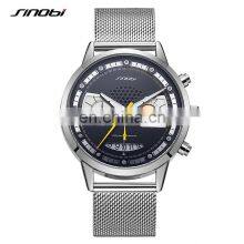 SINOBI Men Masculinity Watches Wrist S9814G Creative Human Smile Dial Small Three Dial Watch Chronograph Handwatch thumbnail-2