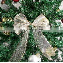 6 Yards/Roll 63mm Gold/Silver Wired Edge Glitter Organza Christmas Ribbon for Wedding Christmas Decoration Gift Packaging thumbnail-2