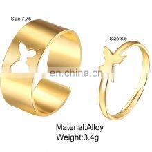 Trendy Gold Butterfly Rings For Women Men Lover Couple Rings Set Friendship Engagement Wedding Open Rings 2021 Jewelry thumbnail-3