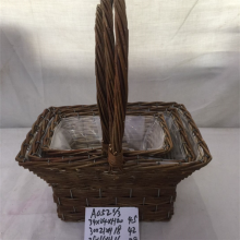 Natural Material Willow Basket With Handles And Clear Foil