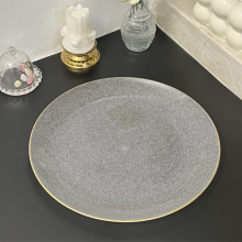 Cheap Wholesale Transparent Plastic Charger Plate With Gold Rim thumbnail-2