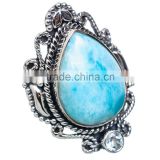 Rare Larimar 925 Sterling Silver Ring Ring,925 sterling silver jewelry wholesale,JEWELRY EXPORTER