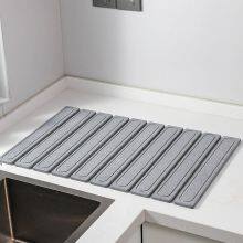 Engraved Foldable Diatomite Roll Up Stone Drying Mat for Kitchen, Bathroom thumbnail-2