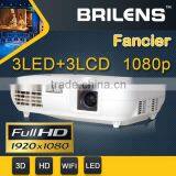 1080P 3 LCD 3 Led Mini Projector New 3D Home Cinema Theater !Wireless Connect to IPhone/iPad Multimedia Video Projector