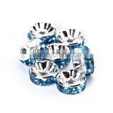 Silver Plated Aquamarine Color #202 Rhinestone Jewelry Rondelle Spacer Beads Variation Color and Size 4mm/6mm/8mm/10mm thumbnail-3