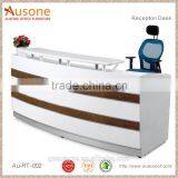 Glossy White Office Curved Modern Reception Desk