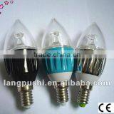 Dimmable Clear Glass LED Candle Bulb E27,85~265V