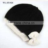 WL-HY026 Cutely Knitting Girl's Beanie With White Bow thumbnail-1