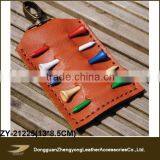 Personalized Tan Leather Golf Tee Holder