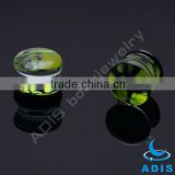 Pyrex glass tunnel plugs ear expander with beautiful inverted image
