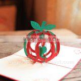 Handmade Card Blessed Christmas Apple Card Santa Fesitival Decorations 3D Hollow Kirigami Apple Style Pop Up Postal Cards thumbnail-3