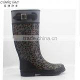 2016 New Style Rubber Rain Boot Women Grey Ground Has Leopard Print