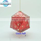 Diamond shape red wedding decoration glass ball from shenzhen factory