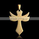 Fashion Stainless Steel Jewelry Yellow Angle Wing Cross Necklace Pendant for Boy Girls thumbnail-2