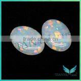 Gemstone Wholesale 8*10 Flat Back Oval Shape White Artificial Australia Colour Opal thumbnail-2