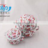 3 PCS ENAMEL CASSEROLE FULL OF FLOWER thumbnail-3