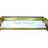 Gold & Silver Plated Metal Footed Serving Tray With Handles