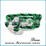 Gentleman Permanent Blue and Red Color Rope Stainless Steel Bracelet Anchor thumbnail-5