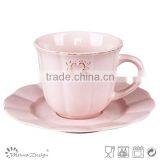 8oz Embossed Light Grey Colored Cup and Saucer thumbnail-2