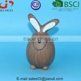 BSCI Audit Dehua Factory Brown Painted Ceramic Rabbit, Fat Sitting Rabbit thumbnail-2