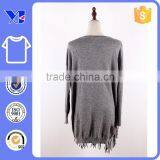 Top Fall Wear Fashionable Design With Hem Fringes Woolen T-shirt thumbnail-2