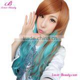 Hexin Fashionable Hotsell Long Wavy Brown and Green Full Lace Human Hair Wig thumbnail-2